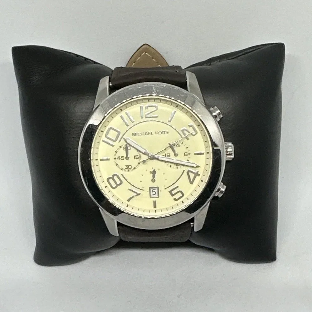 Michael Kors Mercer MK8292 Men's Brown Leather Analog Dial Quartz Watch HME597
